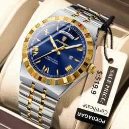 POEDAGAR Luxury Top Watch For Man Classic Week Date Waterproof Luminous Men Wristwatch Stainless Steel Quartz Men's Watches Male