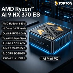 Topton Gaming Mini PC OCuLink AMD Ryzen AI 9 HX 370 ES AI 7 PRO 350 ES USB4 2x2.5G LAN 2xNVMe Desktop Computer Windows 11 WiFi6E