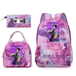 Kochou Shinobu Print School Backpack Set with Lunch Bag Pencil Case for Girls Kids Student Bookbag
