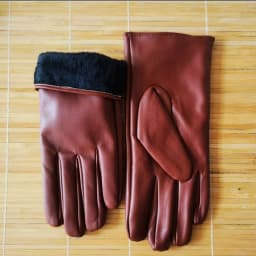 Winter Women PU Leather Plus Plush Thick Velvet Warm Driving Waterproof Glove Female Solid Sport Cycling Windproof Mitten O86