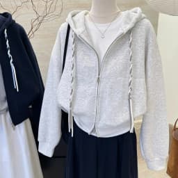 Braided Drawstring Cropped Zip Up Women's Hoodies Solid Color Long Sleeve Sweatshirt Spring Autumn Casual Jacket with Pockets