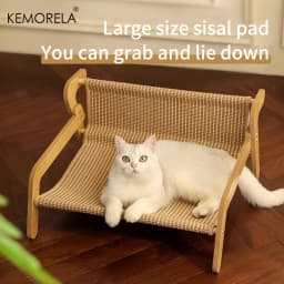 1PCS Large Cat Scratcher Hammock Durable Linen Lounge Chair Pre-Assembled with Adjustable Straps for Medium Breeds & Indoor Cats