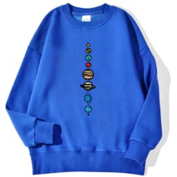 Nine Planets Universe Solar Systemprinted Men Pullover Fashion Casual Hooded Loose Crewneck Sweatshirts Autumn Fleece Streetwear