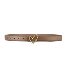 Women's Leather Belt with Smooth Heart Buckle, Minimalist and Premium Style, Suitable for Jeans, Suits, and Dresses