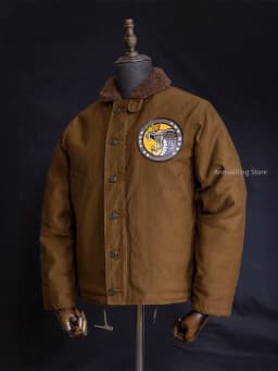 Red Tornado N-1 Deck Jacket Men US Navy Military Coat Loose Fit Thick Wool Lined Vintage Workwear Autumn Winter Outerwear