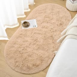 VIKAMA Long Plush Oval Area Rug Super Soft Fluffy Bedroom Bedside Rug Kids Room Nursery Dorm Floor Mat Home Decor