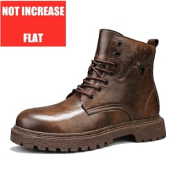 6cm Invisible Height Increasing Men Boots Leather Outdoor Autumn Winter Shoes Warm Non-Slip Comfortable Elevator Ankle Boots