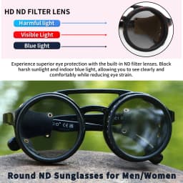 ND9 Adjustable Dimming Sunglasses Retro Punk Round Men's Outdoor Fishing UV400 Polarized Driving Sunglasses