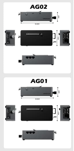 AG01 AG02 EGPU Dock with OCulink/USB4 Port, Built-in 800W Power Supply, Supports TGX Hot-swap, PCIe 4.0 X4