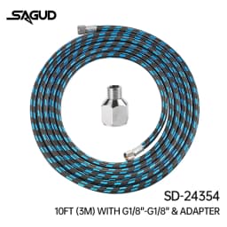 Airbrush Hose 1.8m 1/8” Thread Nylon Braided Air Hose and a Fitting Adapter 1/8” Male - 1/4” Female for Most Airbrush Accessorie