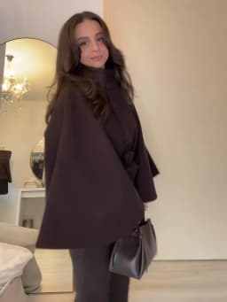 Women's Windbreaker Belted Cape Coat Oversized Jacket Stand Collar Top Autumn Single Breasted Loose Woolen Jackets Woman Clothes