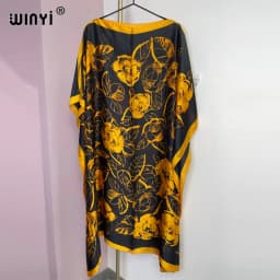 WINYI Summer beach Dress NEW Print Boho Hijab Loose vetidos Elegantes Muslim Abaya Robe Gown Sexy Lady Party maxi holiday kaftan