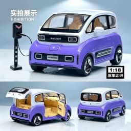 1:18 BAOJUN MINI EV Alloy New Energy Car Model Diecast Metal Toy Vehicles Car Model With Charging Pile Sound and Light Kids Gift