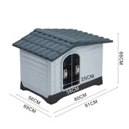 Tieker Outdoor Large Plastic Dog House Weatherproof with Skylight and Door Removable and Washable Kennel Villa