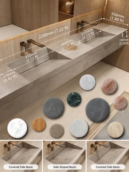 Any Size Custom Luxury Natural Stone Bathroom Vanity Set Integrated Sink Single Double Sink Stain Resistant Waterproof Durable H