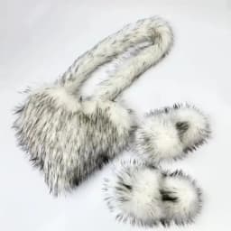 Luxury Fluffy Faux Fur Heart Shape Bag With Slippers For Women Raccoon Brown Teddy Bear Fox Fur Slides Heart Bag Sets Girls
