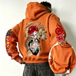 Naruto Gaara 2026 Spring and Autumn New Cartoon Anime Harajuku Y2K Street Fashion Couple Hooded Sweatshirt
