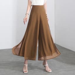 Women Side Slit Chiffon Pants Summer Thin Elastic Waist Wide Leg Pants Chic Droop Trousers Chinese Style Nine Point Pants