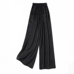 Vertical Naked Feeling 93% Natural Mulberry Silk Elastic Double Qiao Satin Elastic Waist Women's Fashionable Wide Leg Pants