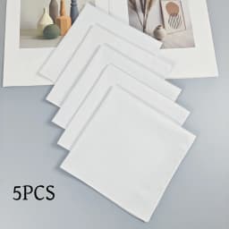 5PCS Pure White Gentleman Handkerchief Suit Pocket Square Plain Hair Band 35cm/13.7in - DIY Fashion Accessory