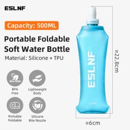 ESLNF 500ml Collapsible Water Bladder Soft Water Bag BPA‑Free Food Grade Leak‑Proof Portable Running Cycling Camping Hydration