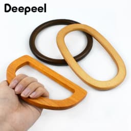 2Pcs Deepeel Solid Wood Bag Handle Women's Handbag Woven-Bag Wrist Ring Handles Purse Frame Handmade DIY Bags Accessories