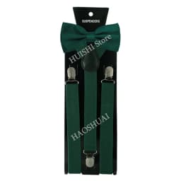 Suspenders Man Bowtie Solid Color Elastic PU Leather Suspenders For Man Belt Adjustable Straps For Wedding Bow Tie Accessories