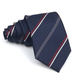 Men's Polyester 8cm Ties Vintage Navy Blue Striped Paisley Pattern Jacquard Weave Necktie Business Wedding Party Accessory Gift