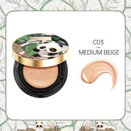 Panda Land Full Coverage Cushion Fondation, Breathable Hydrating Nourishing Poreless Face Makeup Save for Sensitive Skin