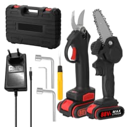 21V 25mm Brushless Electric Pruning Shear and 88VF Cordless 4inch Brushed Cahinsaw Set Woodworking Cutting Garden Trimming Tools