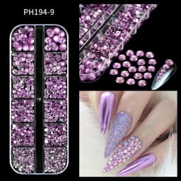 12Grids Ocean Gold Nail Art Charms Shell/Seahorse/Starfish White Half Round Pearl Gems 3D Mixed Punk Manicure Metal Rivets Studs