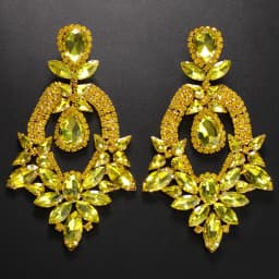 Exaggerated Yellow Rhinestone Big Size Earring for Women Fashion Crystal Drop Earrings Luxury Drag Queen Jewelry Accessories