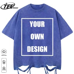 Custom Your Logo Print Summer Cool Snow Wash T-Shirt Cotton Casual Loose Short Sleeve Fashion Retro Tee Soft Couple Streetwear