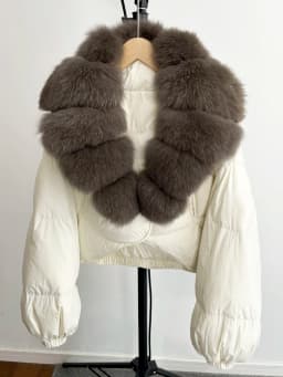 2025 New Winter Real Fox Fur Short Puffer Jackets Women Natural Thick Warm 90% White Duck Down Cropped Loose Waterproof Coat
