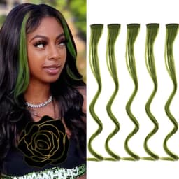 5 pcs/set 18 Inch Colored Clip In Hair Extensions Long Curly Synthetic Highlight Hairpieces Colorful Streak Hair For Women