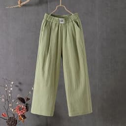 Lucyever Summer Elastic Waist Women's Pants Casual Solid Cotton Linen Ankle Length Pants Female 2023 High Quality Loose Trousers
