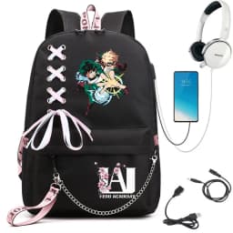 My Hero Academia Anime Print Student Backpack with Webbing Straps Girls School Bag Lightweight Casual Daypack