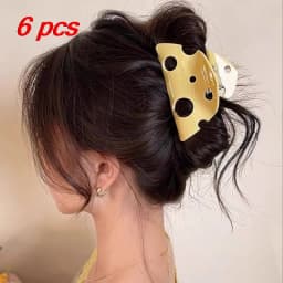 1/6 Pcs Women's Hair Claws Personalized Creative Funny Hair Accessories Girl Cheese Cute Kawaii Fashionable Trendy Hair Clips