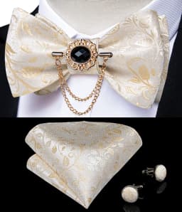 Exqusite Men's Self-tie Bowties Wedding Neck Ties For Man Accessories Cufflinks Hanky Brooch Set Red Black Yellow Blue Bowtie