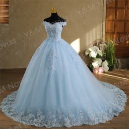 Customized Color Sweet 16 Dress Off Shoulder Plus Size Vestido De Noiva Sky Blue Quinceanera Dress Ball Gown Flower Women