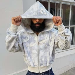 Autumn light color loose classic style 2025 new elastic zipper camouflage casual street high-end hip-hop street jacket