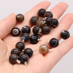 5pcs Natural Stone Agates Crystal Quartzs Damation Jaspers / Amethysts Pendant for Necklace Earring or Jewelry Making Size 10mm