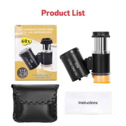 Mini Pocket Microscope Kit 60x Lab Handheld Microscope Battery Powered Microscope with LED Light Kids Science Microscop