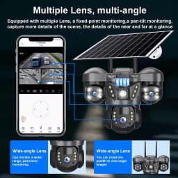 V380 Pro 15MP Solar Camera Three Lens Audio Outdoor IP66 Waterproof Built-in Battery Security CCTV HD 4G SIM Card Network Camera