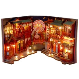 DIY Book Nook Shelf Insert Kits Miniature Dollhouse with Furniture Room Box Cherry Blossoms Bookends Japanese Store Toys Gifts