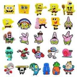 14-100pcs SpongeBob SquarePants Shoe Charms For Slides Sandals, PVC Shoe Decorations Accessories For Christmas Gift Party Favor