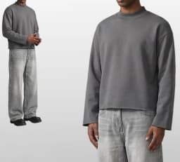 Heavy Autumn and Winter Solid Color Sweater Men's Hem Rough Edge Retro Semi-turtleneck American Pullover Sweater