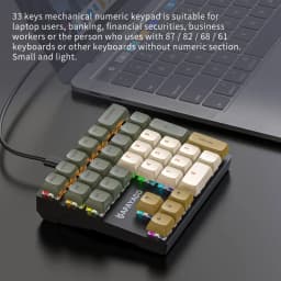 K33 Wired Mechanical Numeric Keypad With Multi-color Lights Suitable for Finance, Business, 33-Key Laptop Numeric Keyboard