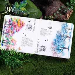 JIANWU 10 Sheets Tree Shadow Shakes Leaves Series Landscaping Shell Light PET Sticker Creative DIY Journal Collage Stationery