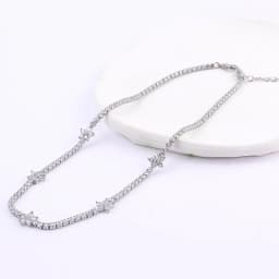 New Trends Iced Out Flower Cut Quality CZ Cubic Zirconia Crystal Tennis Chain Collar Necklace Women Gift Wedding Party Jewelry